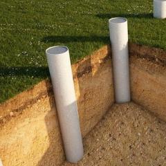 Do-it-yourself asbestos pipe foundation installation technology Racks from asbestos-cement pipes